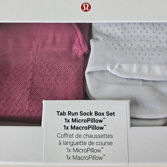 NWT LULULEMON White Pink Tab Run Socks Box Set Women's Large 2-Pack - Picture 4 of 8